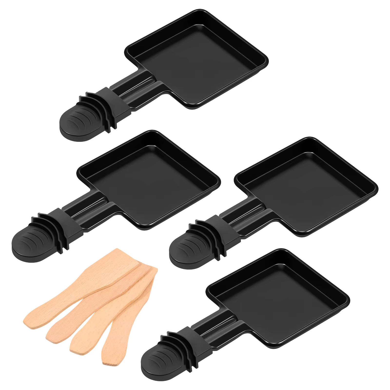 4pc forme carrée Mini Raclette gril casseroles poignée fromage fondu poêle antiadhésive en acier ino
