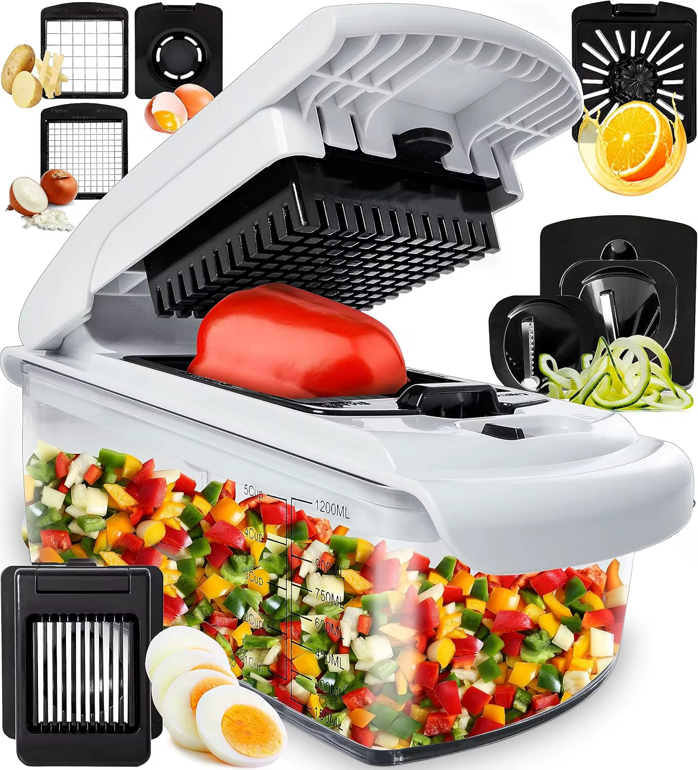 Hachoir à Légumes en Spirale avec Récipient, Gadgets de Cuisine, Accessoires Essentiels pour la Mais