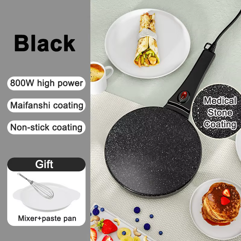 Crêpière électrique antiadhésive, manteau en pierre médicale, poêle à Pizza, crêpes, rouleau de prin