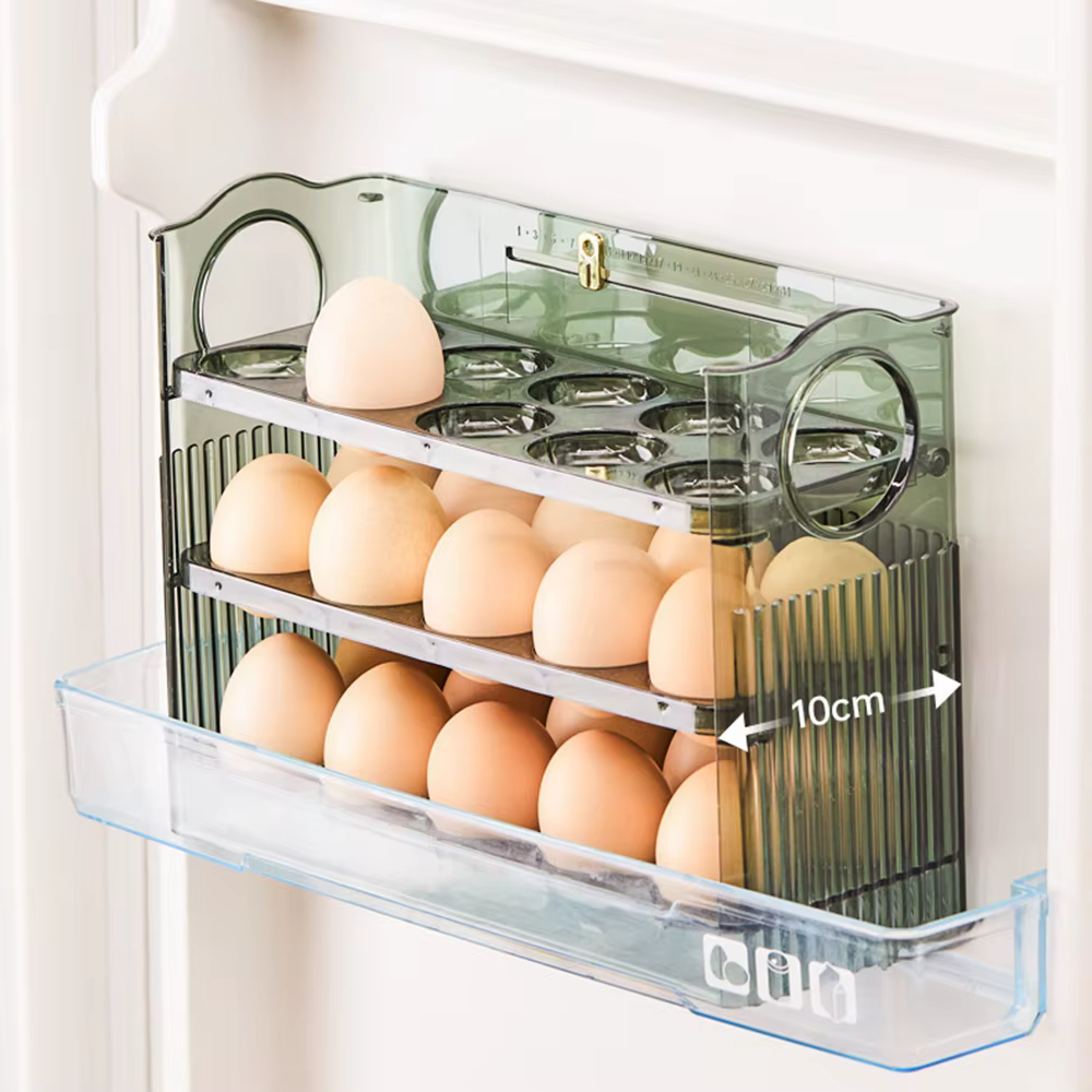 Boîte de rangement pour réfrigérateur d'œufs de cuisine de grande capacité, organisateur de plateau 