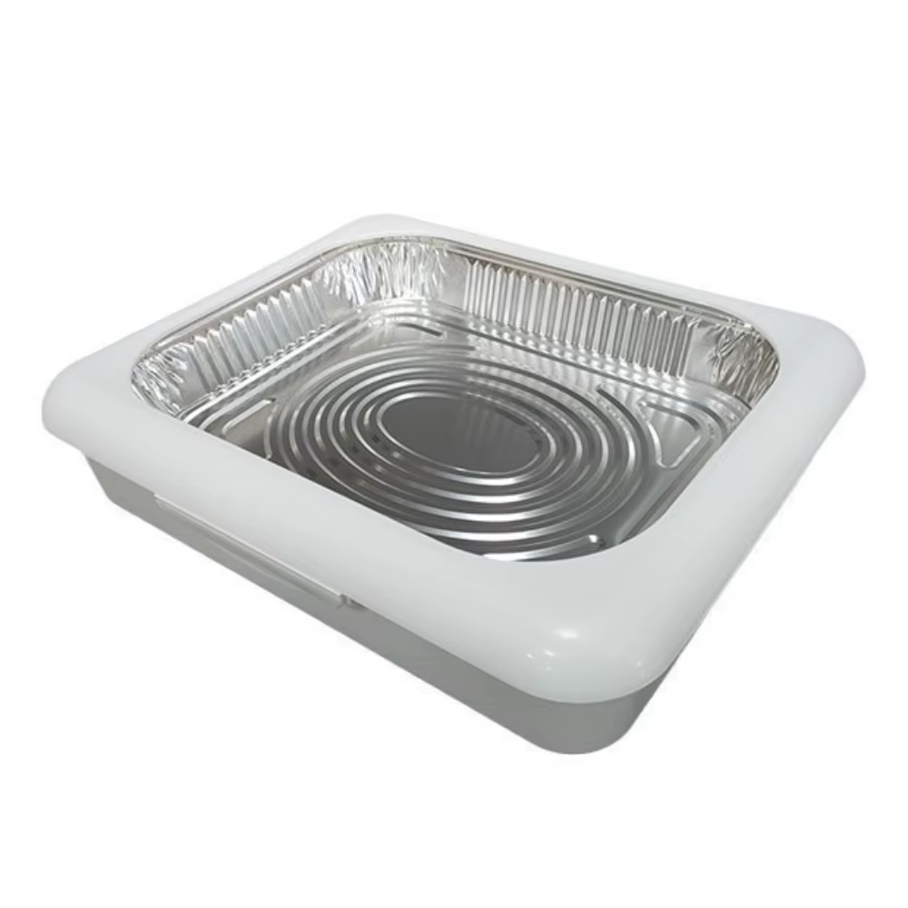 Poêles de transport en papier d'aluminium avec couvercle, feuille de conservation Portable, conteneu