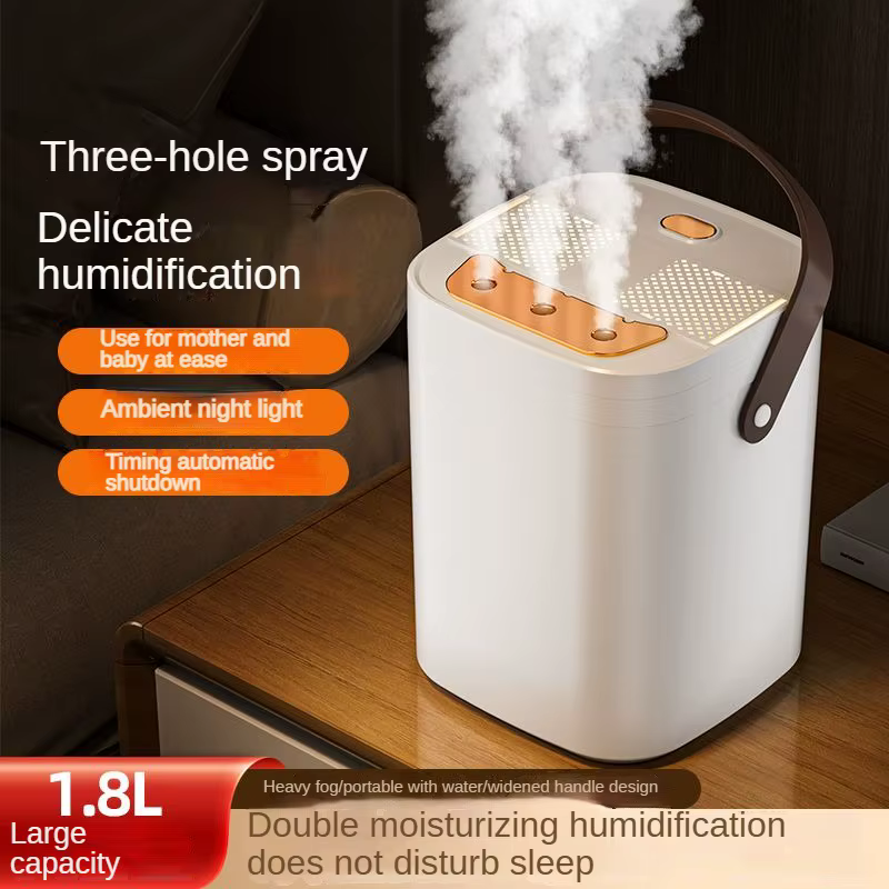 Humidificateur de veilleuse à trois buses, grande capacité 1,8 l, double filtre, machine d'aromathér