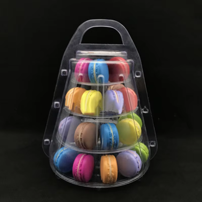 Présentoir à Macarons T1 de Haute Qualité, 260x210mm, à 4 Niveaux, Tour Ronde et Transparente, pour 