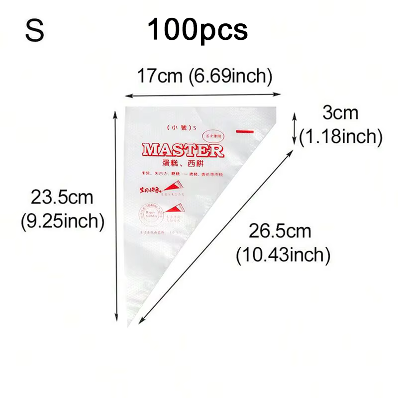 Sac à pâtisserie jetable en plastique Transparent, 100 pièces/lot, décoration de gâteau de cuisine d