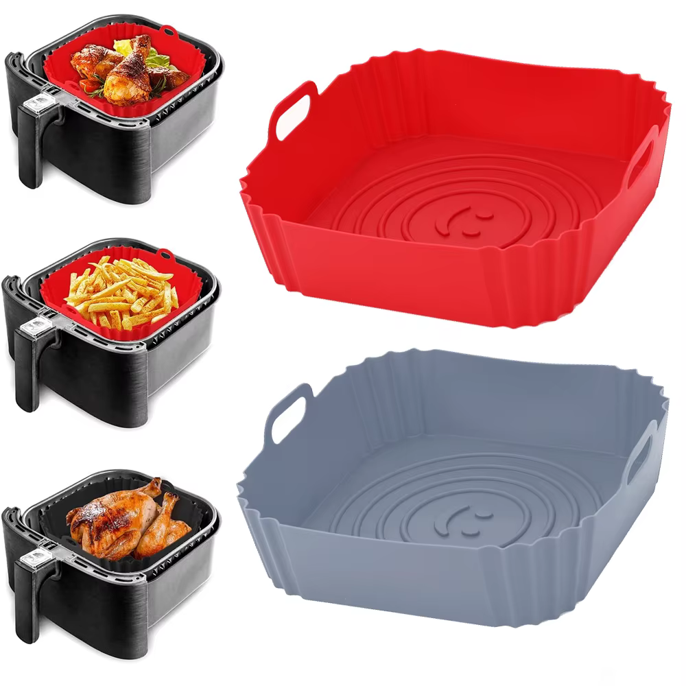 Friteuses à Air en Silicone de 22cm, plateau de cuisson pour four, Pizza, poulet frit, panier en Sil
