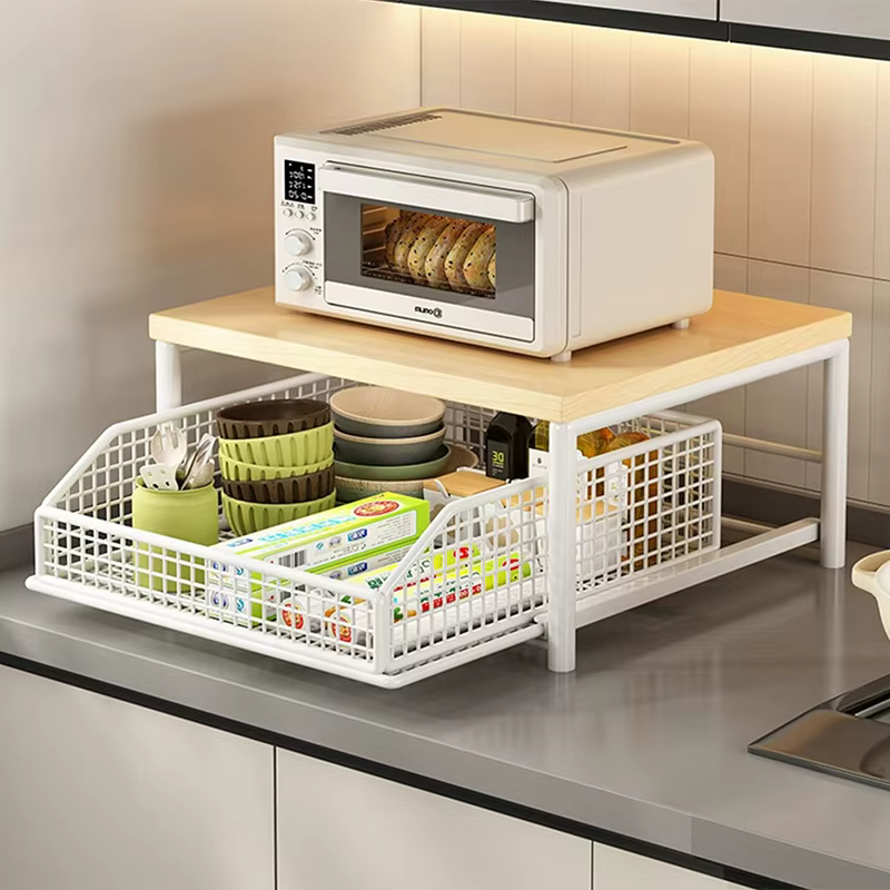 Organisateur de comptoir de cuisine – Étagère multi-usage pour micro-ondes, épices, machine à café e