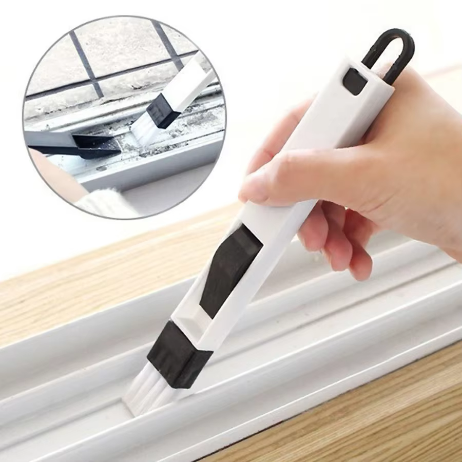 Brosse de nettoyage Portable deux en un, nettoyeur multifonctionnel de rainures de clavier de porte 
