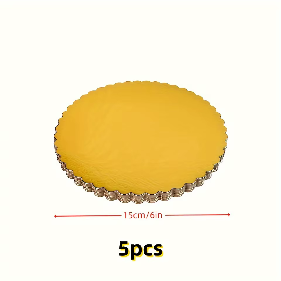 Planche à gâteaux 5 pièces avec cercles à gâteaux circulaires dorés, carton de base de gâteau 6/8/10