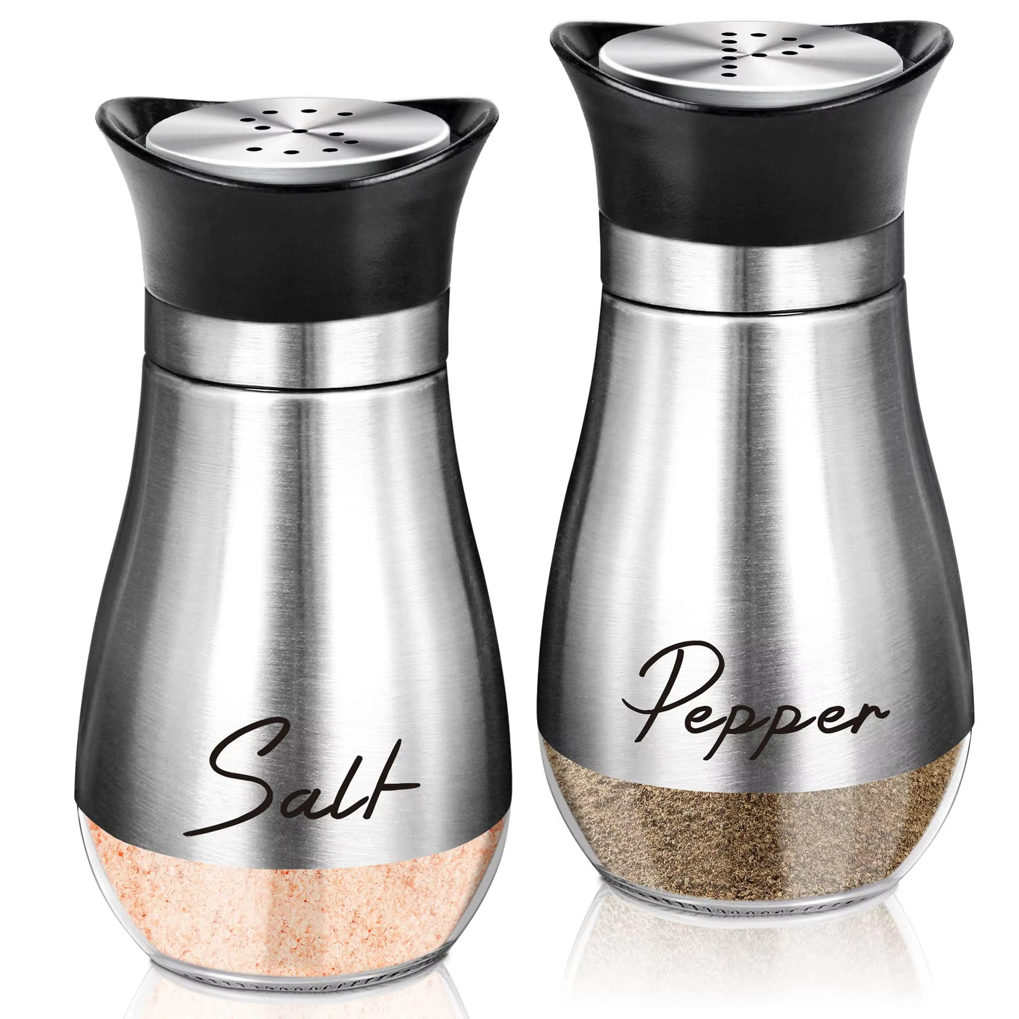 Distributeur de salière astronomique en verre et acier inoxydable, 2 pièces, shakers, épices, trous 