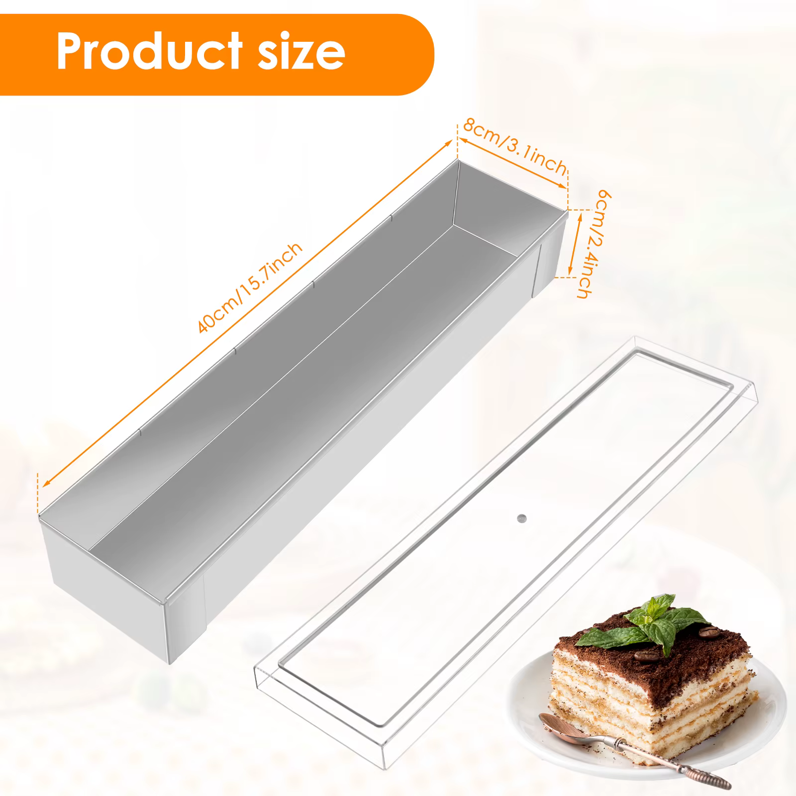 Moule à gâteau rectangulaire Tiramisu avec couvercle et spatule, en alliage d'aluminium antiadhésif,