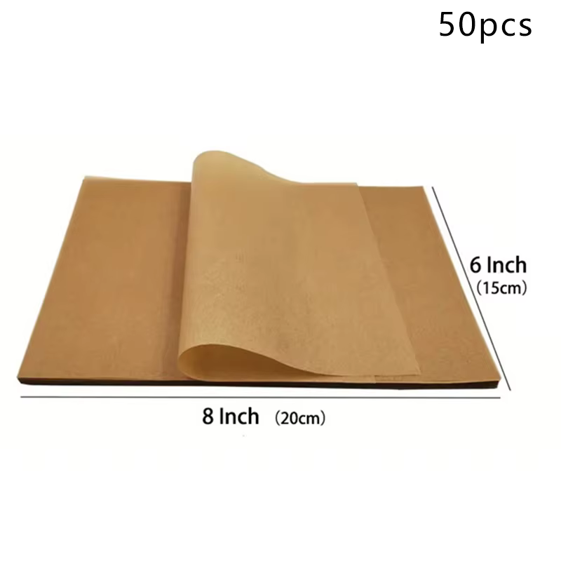 50/100 feuilles de papier sulfurisé antiadhésif prédécoupé pour la cuisson, ne s'enroule pas, ne brû