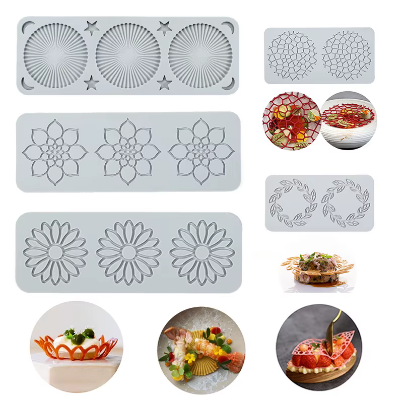 Moule à gâteau en Silicone en dentelle, 23 styles, feuille, fleur, motifs ronds, outil de décoration