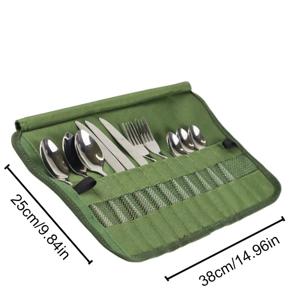 Sac de rangement pliable pour couverts de barbecue, ensemble de couverts de voyage pour le camping,