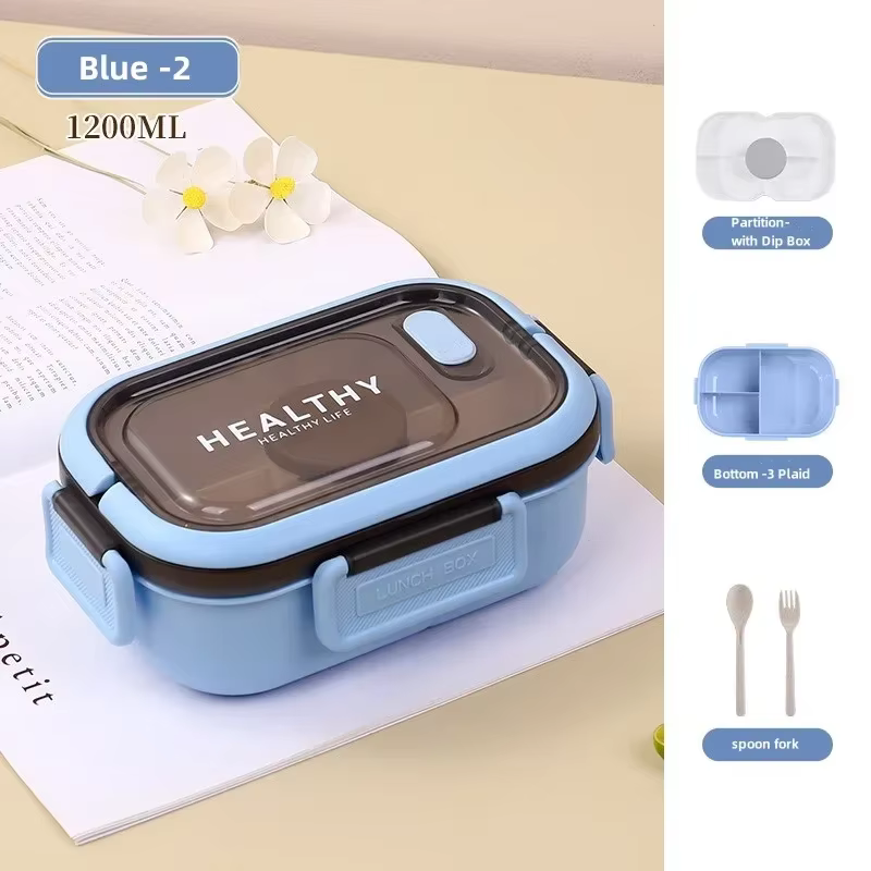 Boîte à déjeuner multifonction à 3 grilles, boîte à bonbons scellée pour Sauce et salade pour enfant