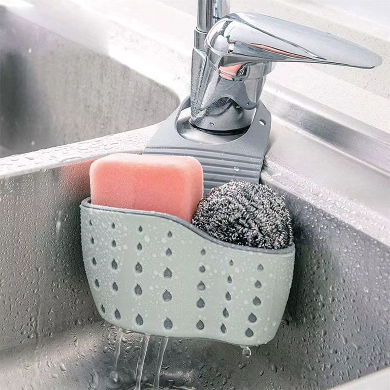 Panier suspendu de vidange d'évier, accessoires de cuisine réglables, sac d'évier en caoutchouc, éta