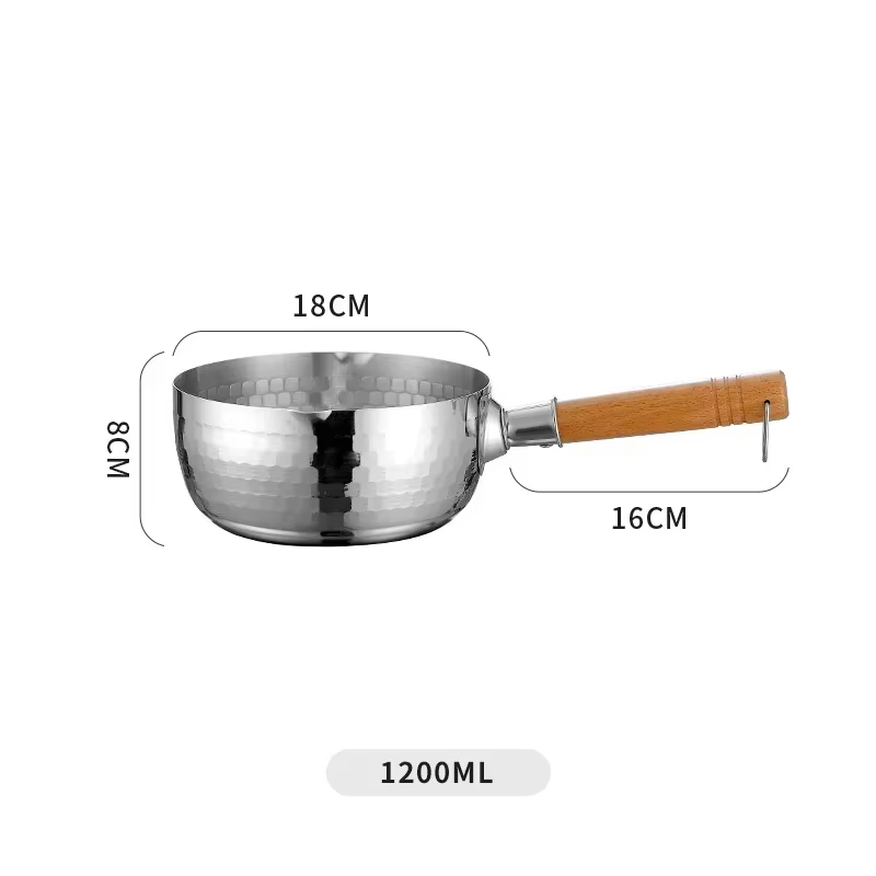 Casserole en acier inoxydable 316, manche en bois massif avec crochet, poêle à Sauce polyvalente ave