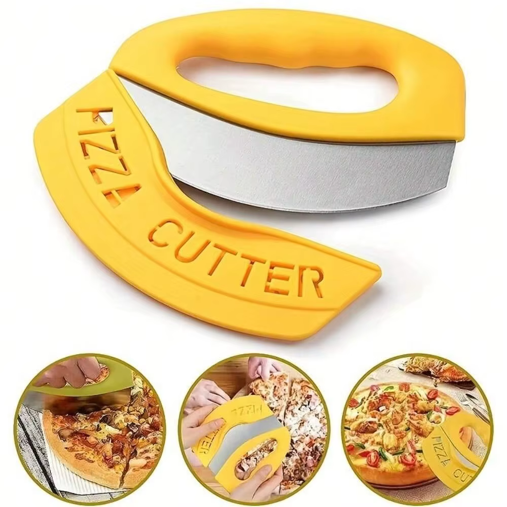 Coupe-Pizza en acier inoxydable avec couvercle, hachoir alimentaire, couteau à fromage aux herbes, a