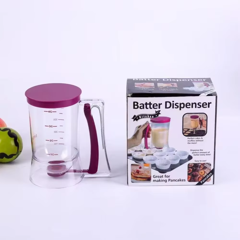 Distributeur de pâte à crêpes et cupcakes, 900ml, avec étiquette de mesure, outil de cuisson parfait