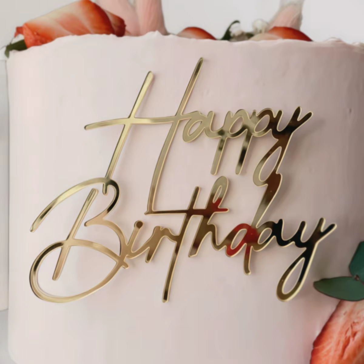 Décoration de gâteau d'anniversaire en acrylique doré, décorations de gâteau de joyeux anniversaire 