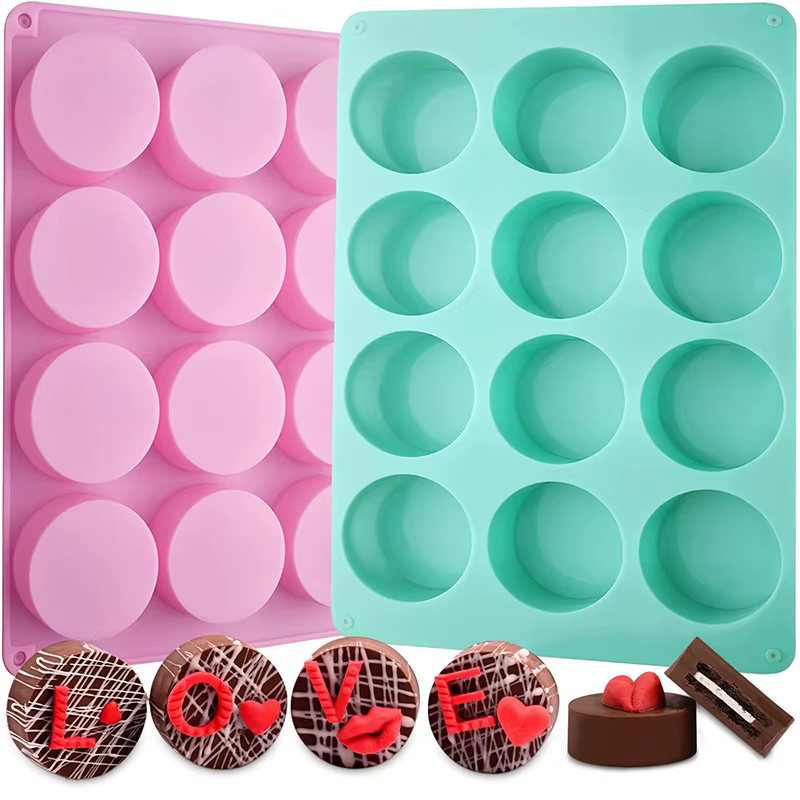 Moule à Chocolat pour Biscuits 12 cavités Moule à Chocolat pour Biscuits Moule en Silicone pour Bonb