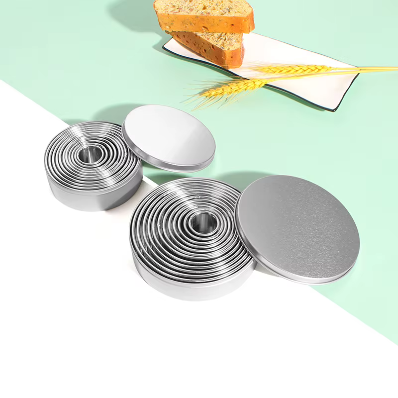 Moule à biscuits rond en acier inoxydable, coupe-pâte, boulettes, peau, ensemble de emporte-pièce de