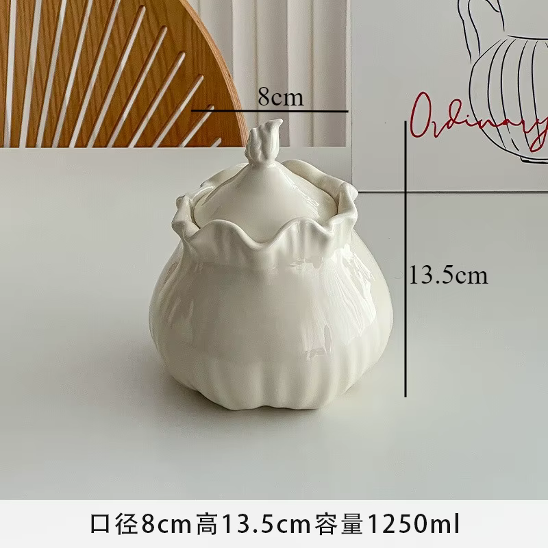 Récipient de rangement en céramique blanc laiteux pour cuisine, pot à céréales, bouteille de rangeme