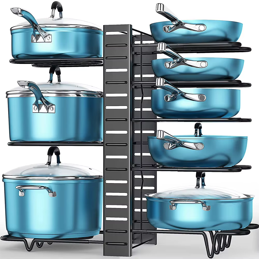 Support organisateur de casseroles à 8 niveaux, 3 méthodes de bricolage, armoire réglable, garde-man
