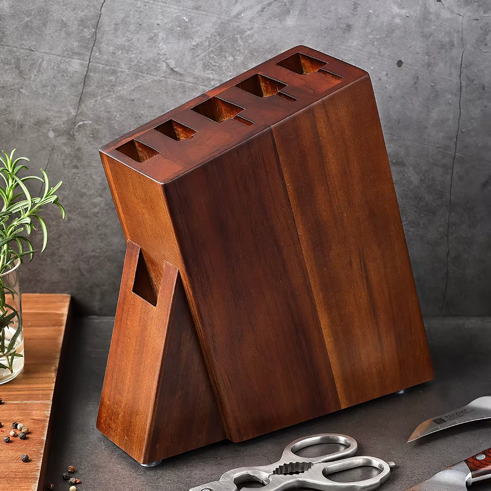 XINZUO porte-couteau avec bloc de couteaux en bois d'acacia puissant sans