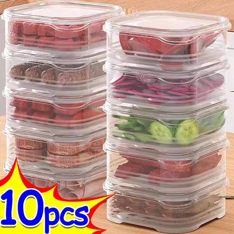 Lot de 10 petites boîtes de conservation alimentaire transparentes pour réfrigérateur