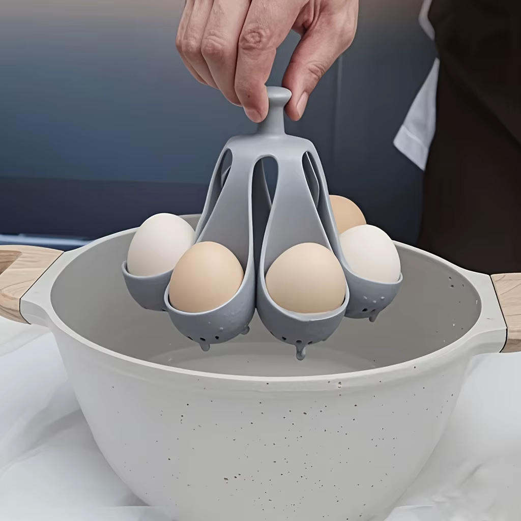Porte-œufs 4/6, cuiseur à œufs en silicone résistant aux hautes températures pour la cuisine domestique – Idéal pour la cuisson des œufs à la vapeur pour le petit déjeuner familial