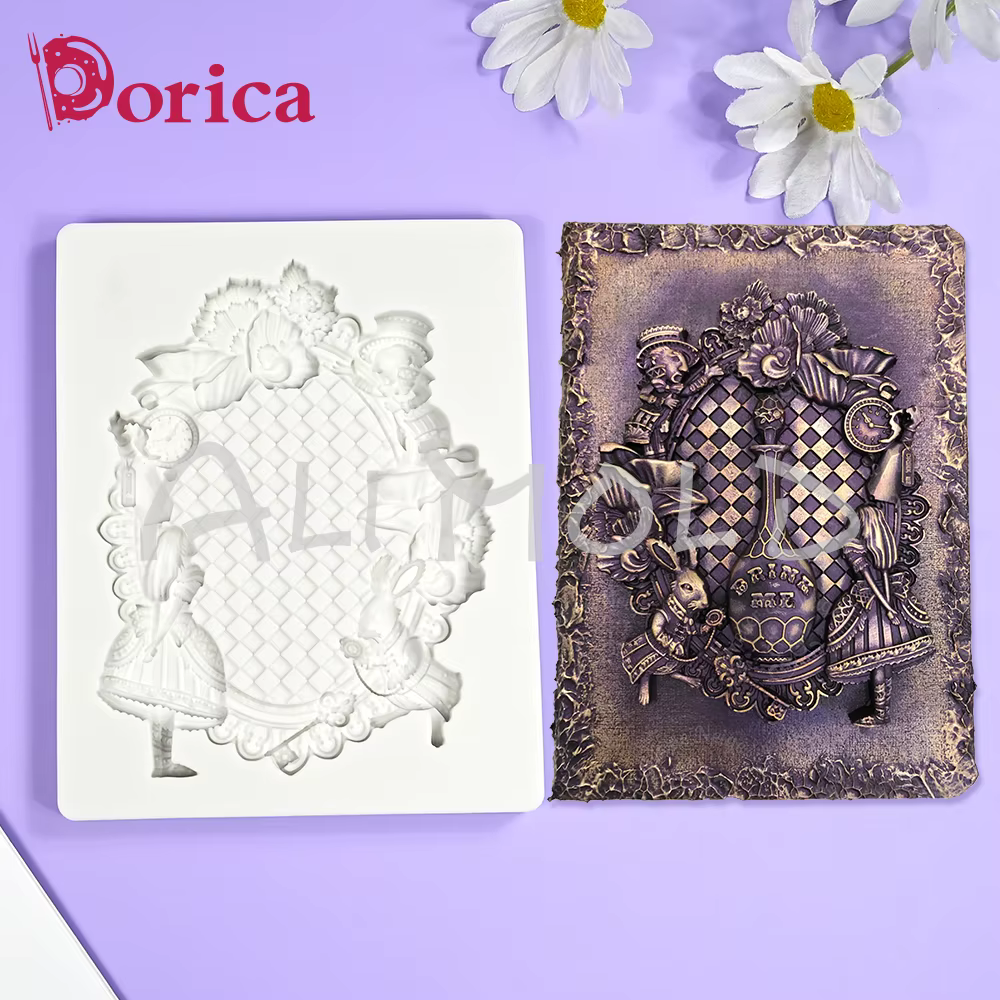 Moule en Silicone en Relief de cadre de princesse du pays des merveilles