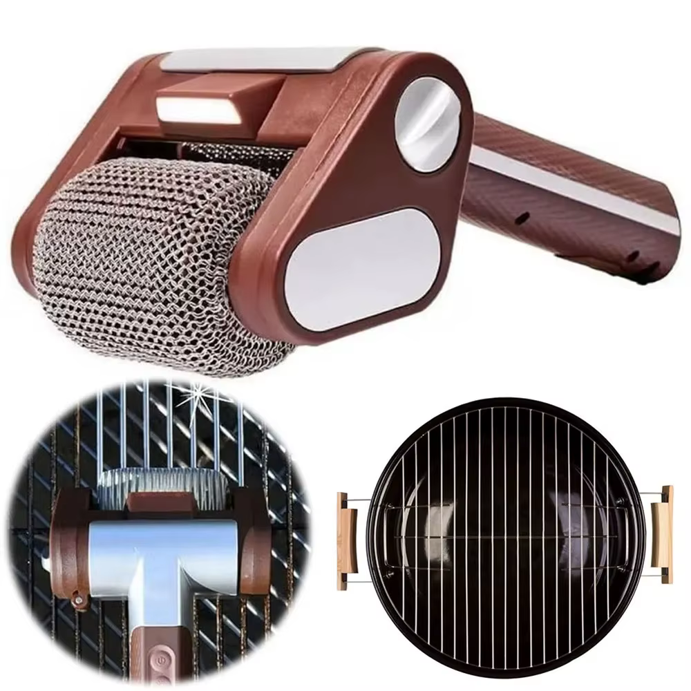 Brosse de nettoyage électrique rechargeable en acier inoxydable pour grilles