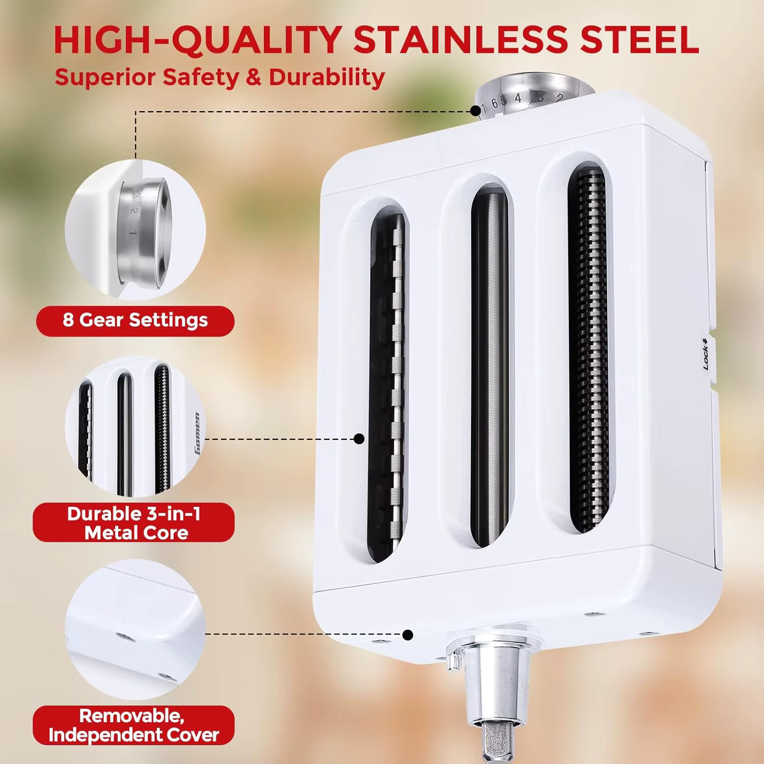 Accessoire de machine à pâtes 3 en 1 pour batteur sur socle KitchenAid