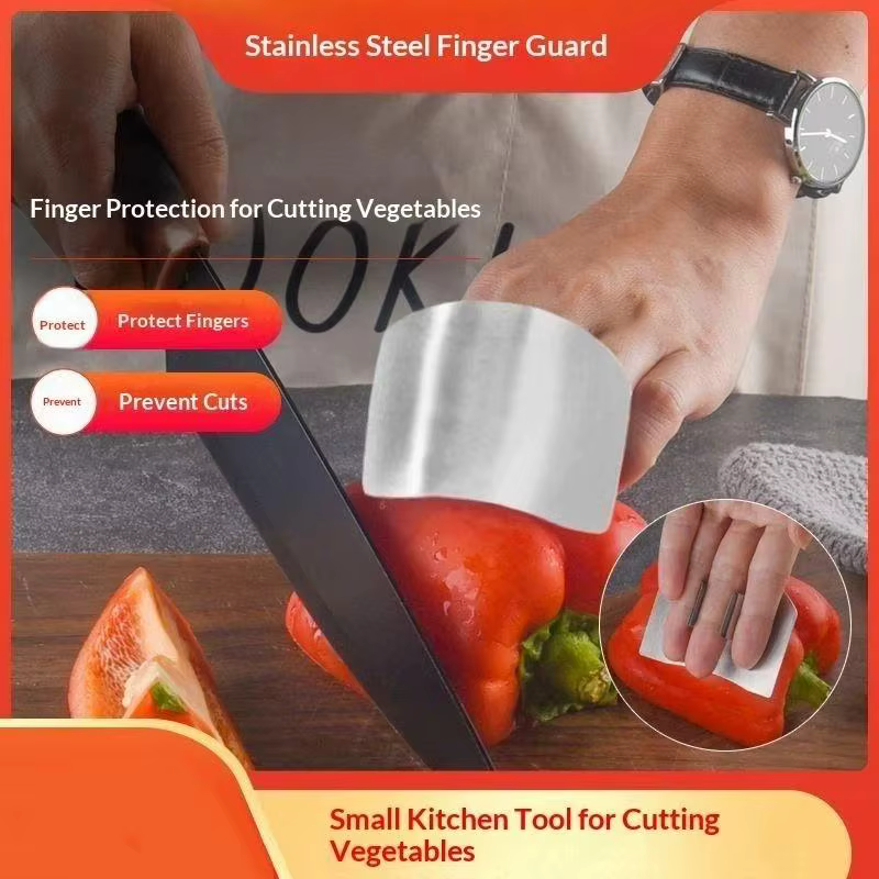 Protège-doigts en acier inoxydable pour la cuisine – Protection sûre et durable pour couper et hacher – Gadget