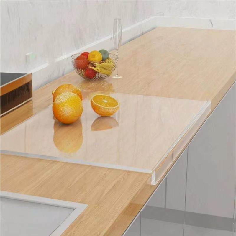 Planche à découper en acrylique transparent avec rebord de comptoir