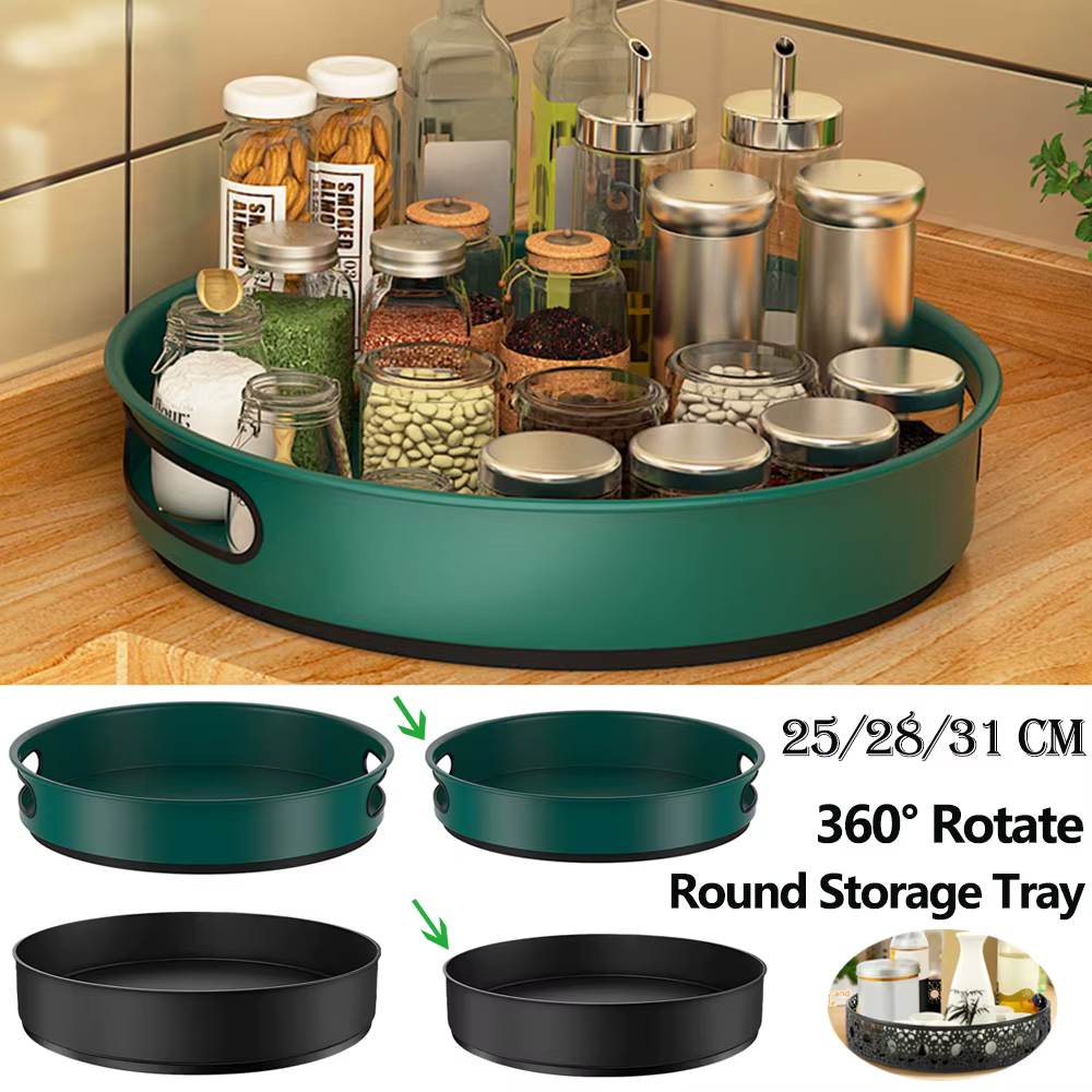 Plateau de rangement rond en acier inoxydable 360 °