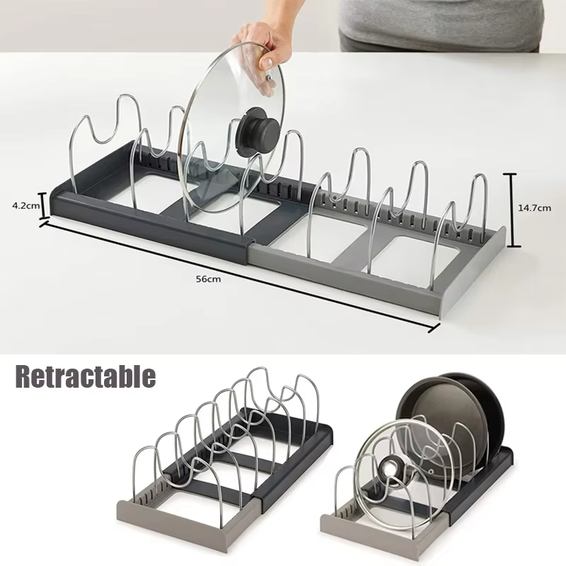 Organisateurs d'armoires de cuisine à 6 grilles pour casseroles et poêles