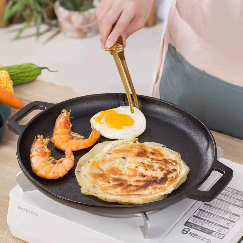 Poêle à frire multifonction en fonte antiadhésive 2026 pour cuisinière et cuisson en extérieur