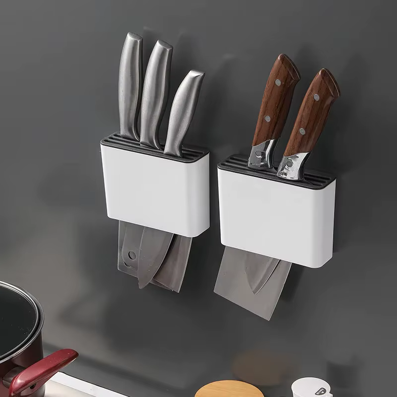 Nouveau porte-couteau mural couteaux de cuisine support de rangement ménage sans poinçon couteau finition