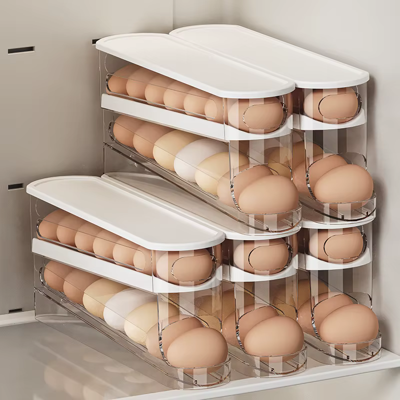 Boîte de rangement d'œufs de réfrigérateur bicouche