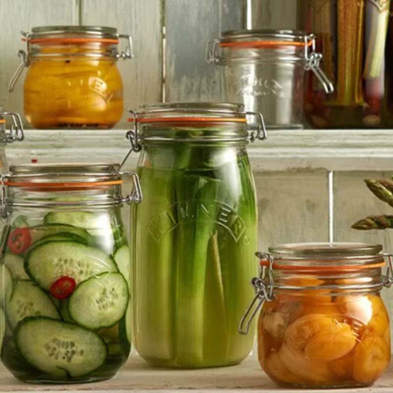 Pots en verre de cuisine scellés pour décapage