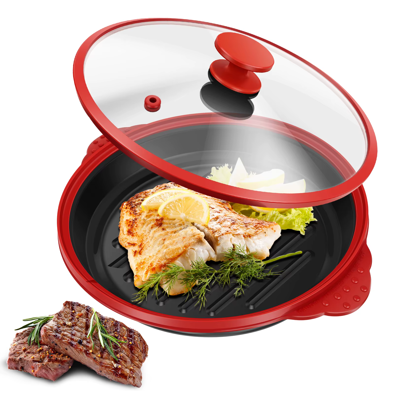 Plat à griller pour micro-ondes avec couvercle