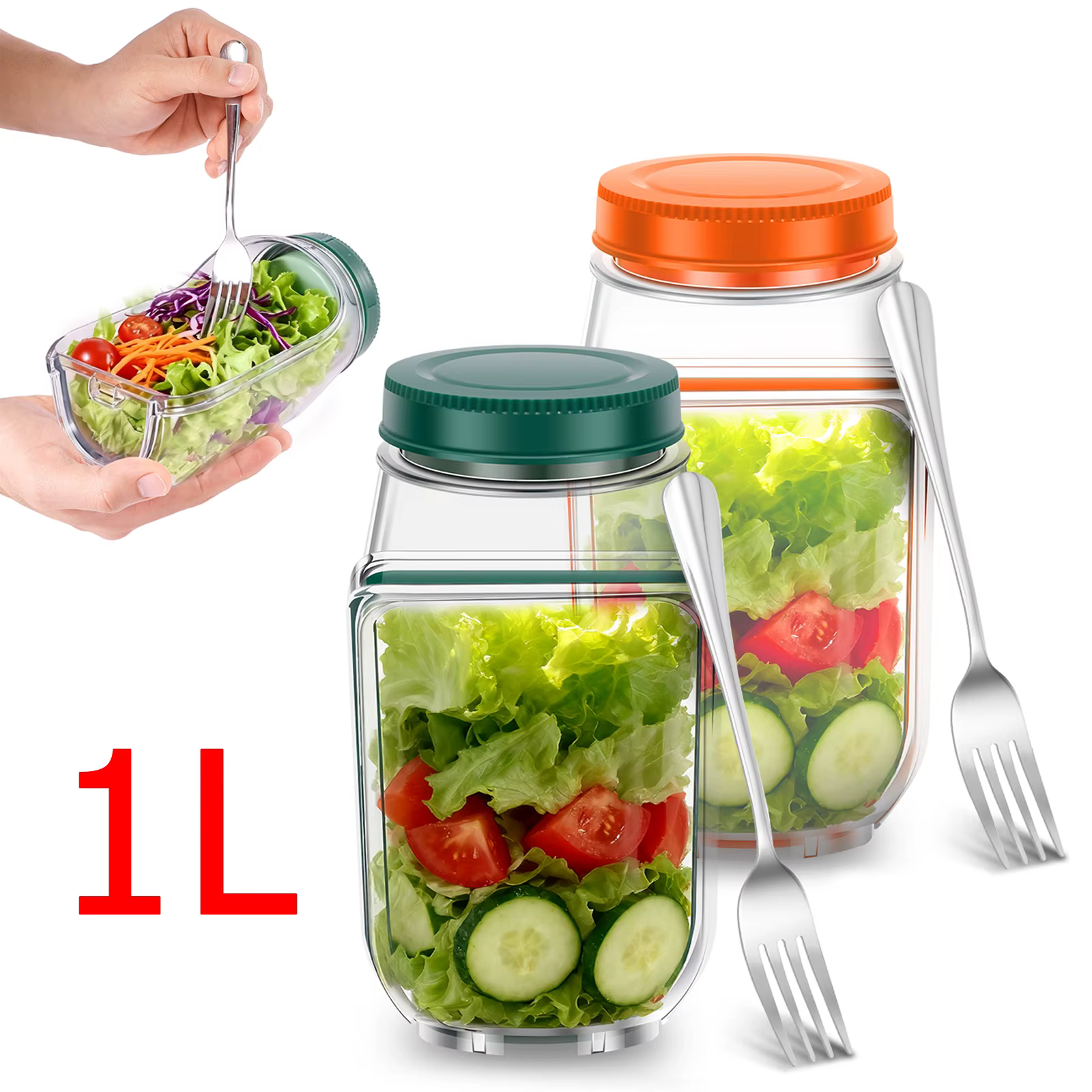 Boîte à salade portable Salad Pod avec couvercle à ouverture latérale