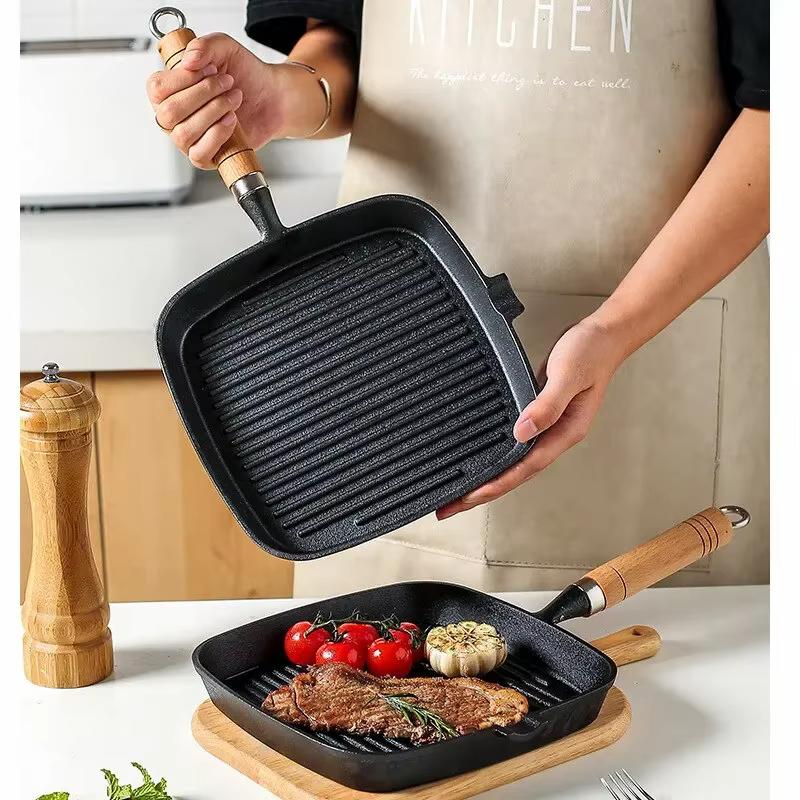 Poêle à steak en fonte épaissie