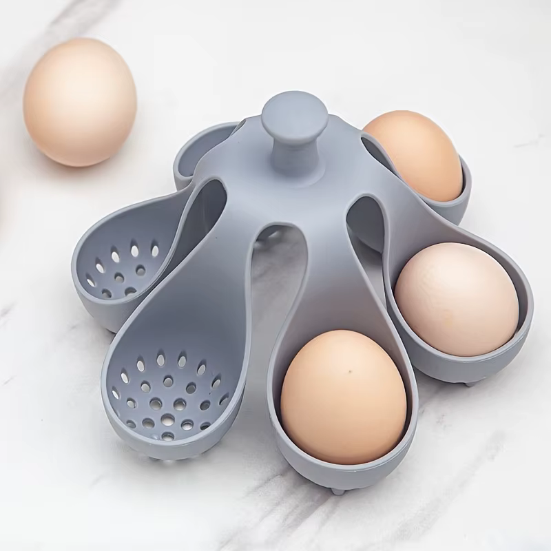 Porte-œufs 4/6, cuiseur à œufs en silicone résistant aux hautes températures pour la cuisine domestique – Idéal pour la cuisson des œufs à la vapeur pour le petit déjeuner familial