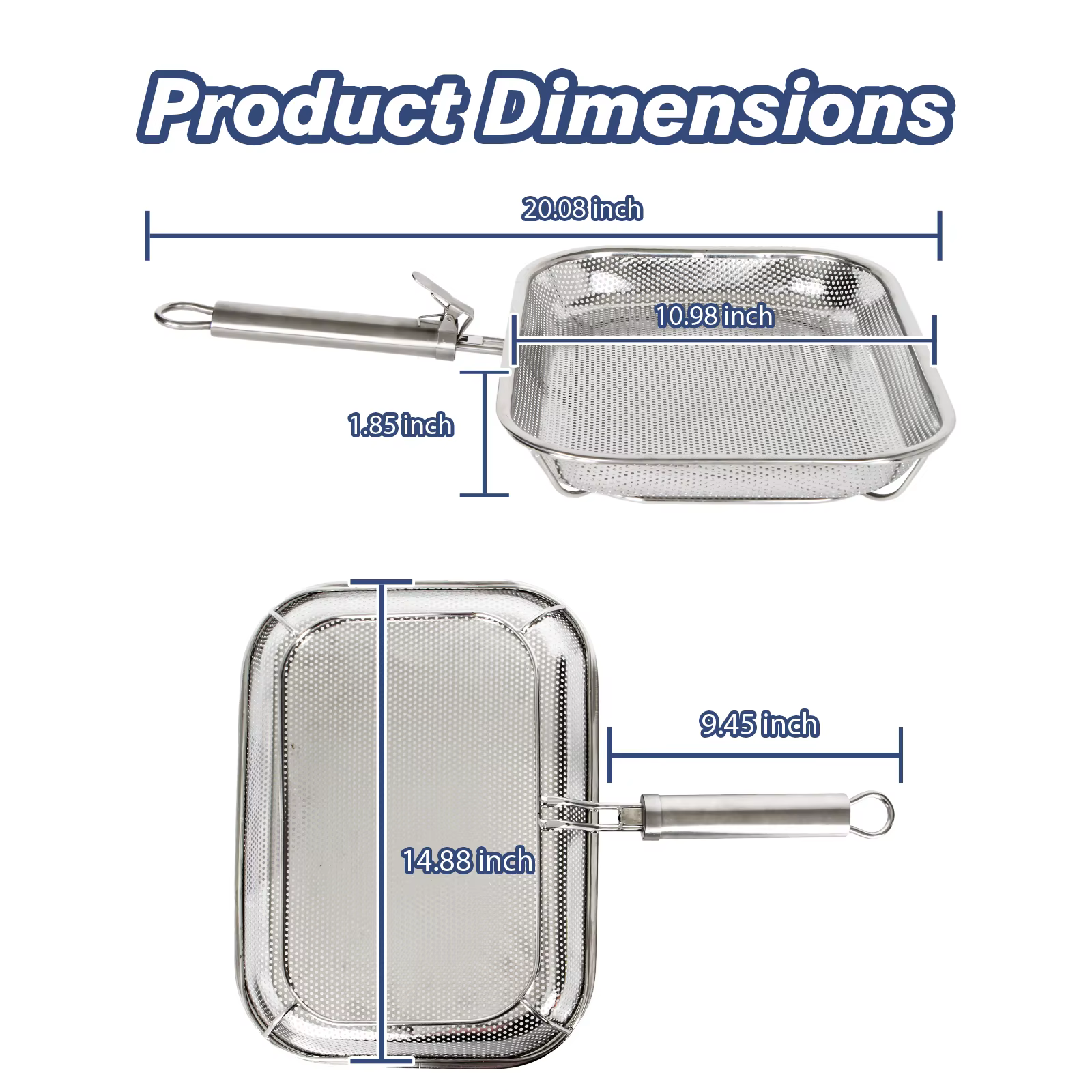 TastyWay Panier de cuisson carré perforé en acier inoxydable pour barbecue