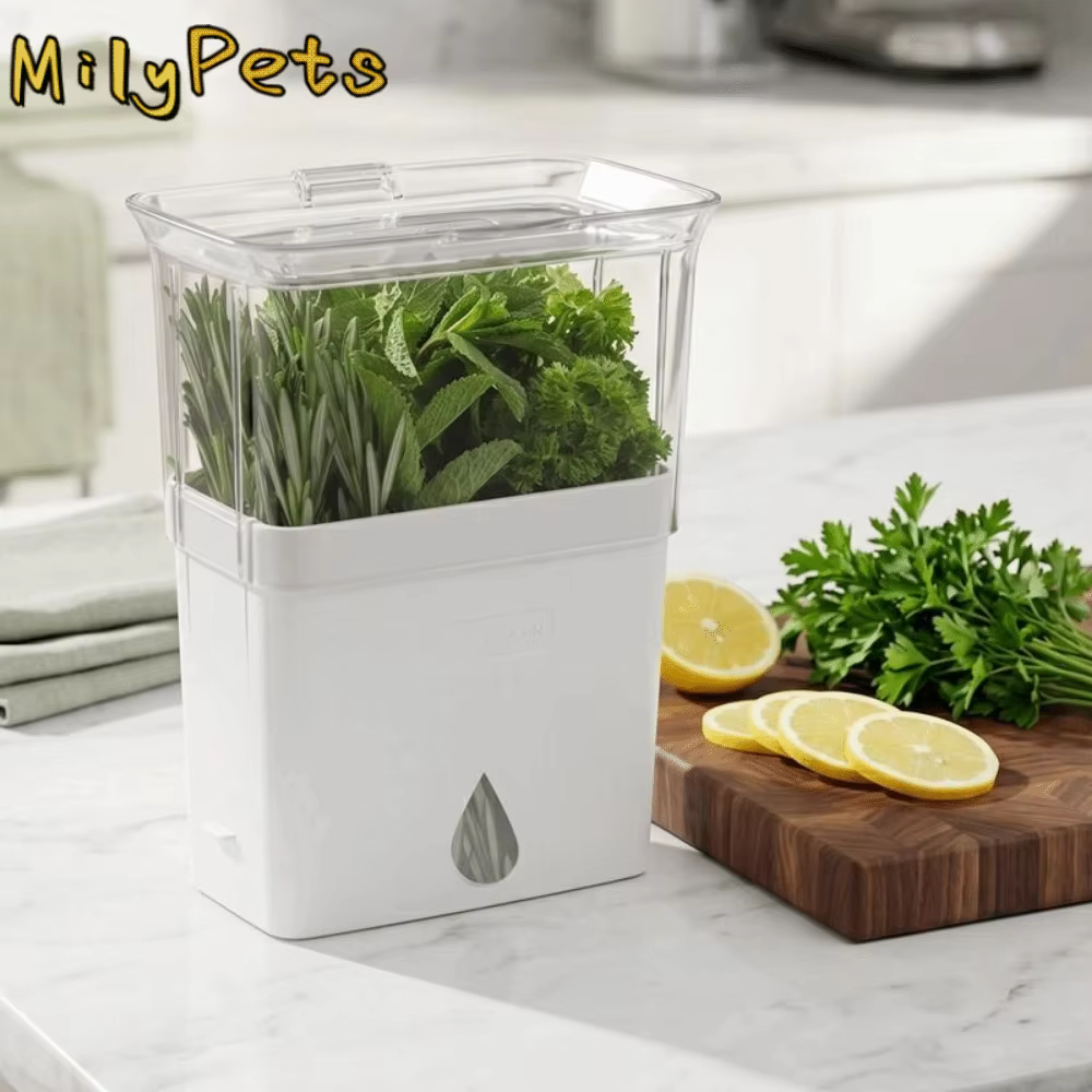 Récipient pratique en plastique pour herbes fraîches
