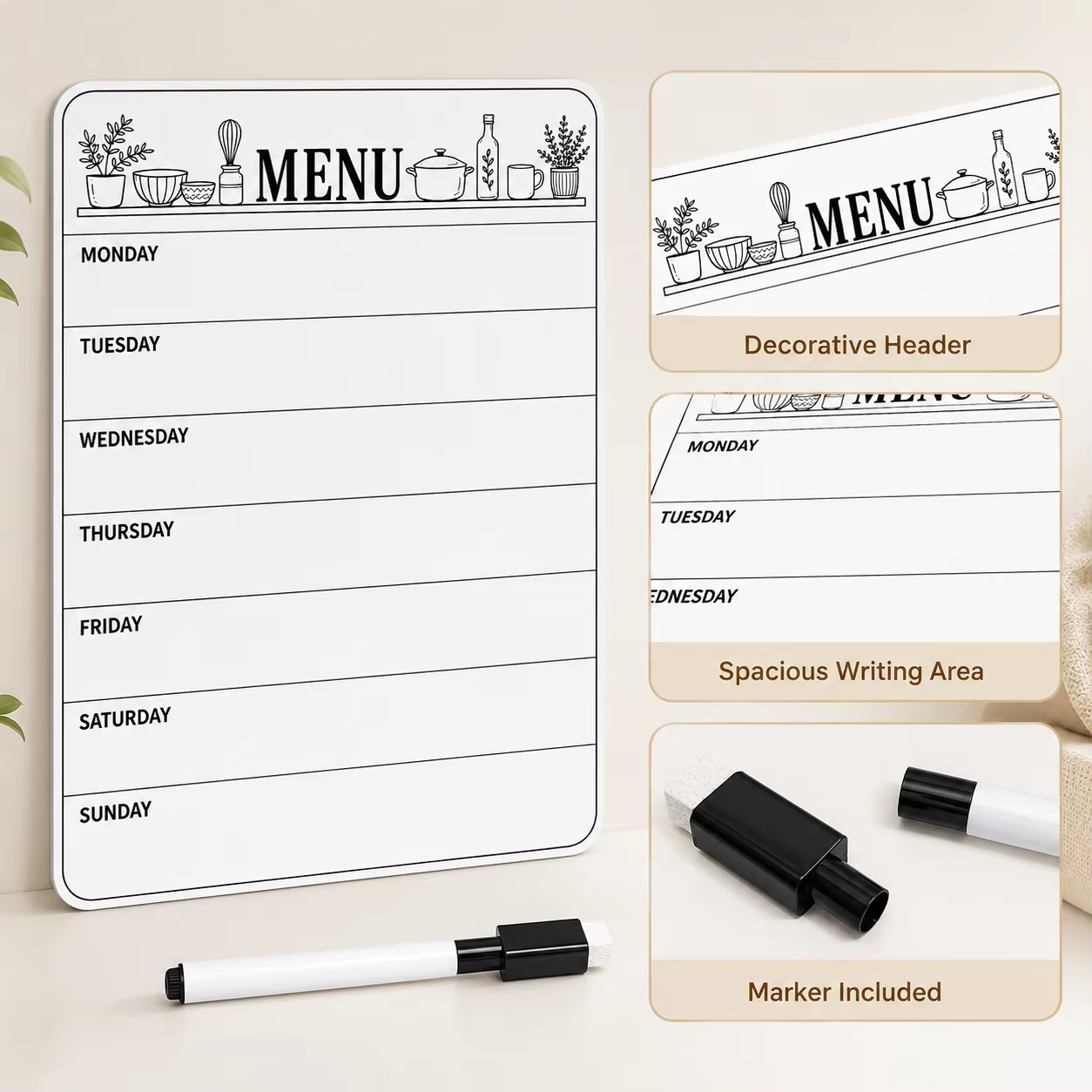 Autocollant de planification de menu pour réfrigérateur