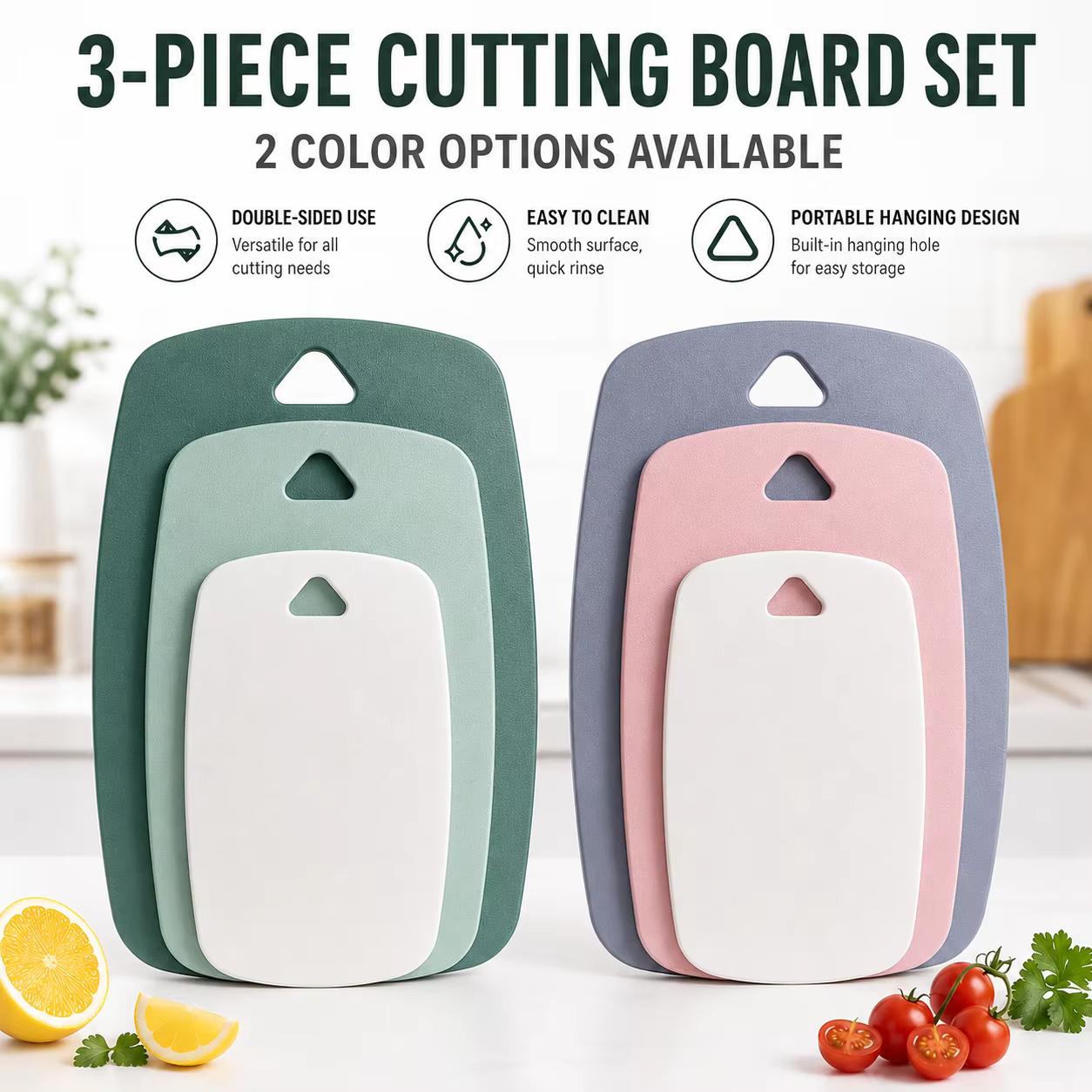 Ensemble de 3 planches à découper en plastique pour la cuisine