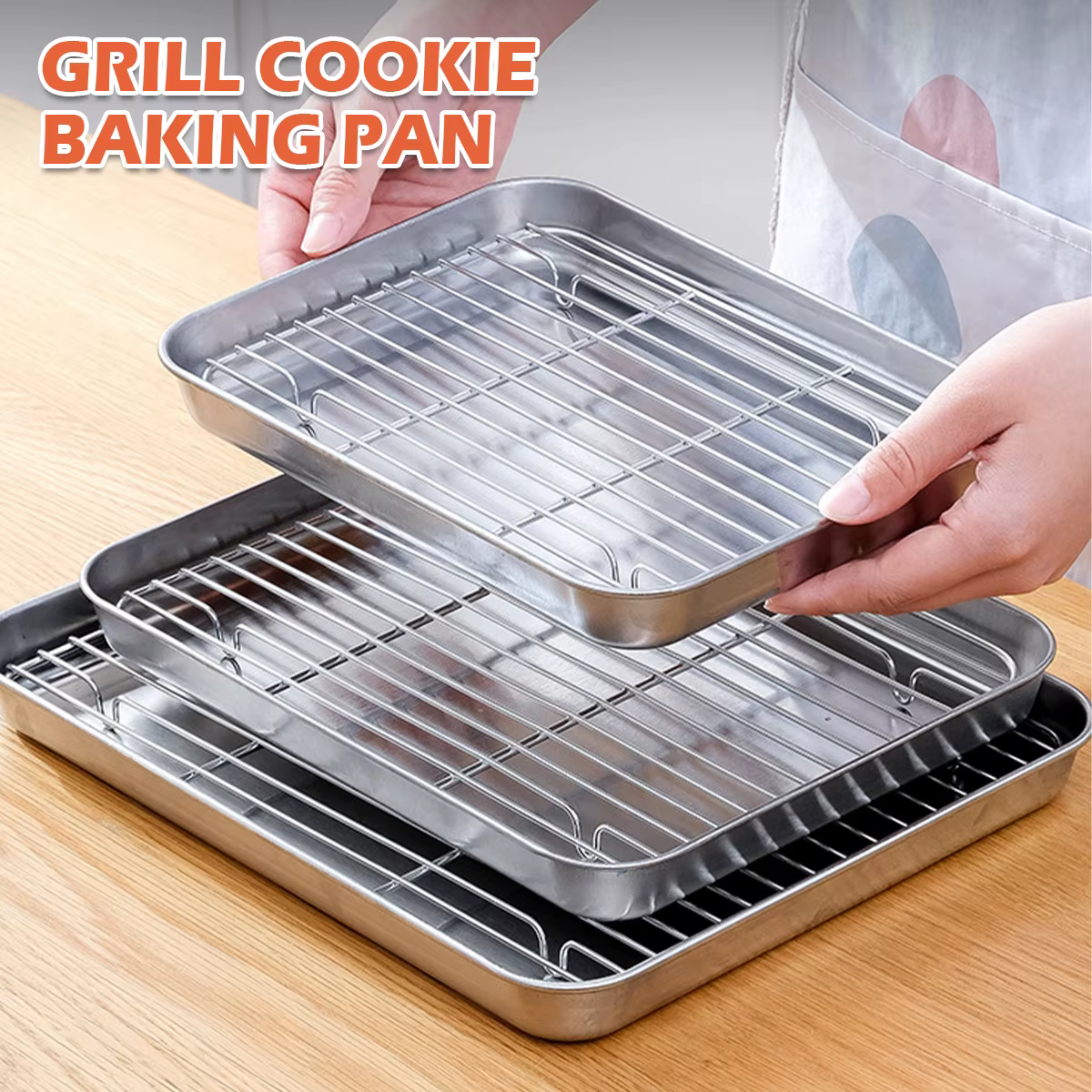 Plateau de cuisson en acier inoxydable avec support métallique